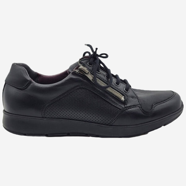 New Feet Shoe Laced With Zipper Black WIDE dam bred sko svart