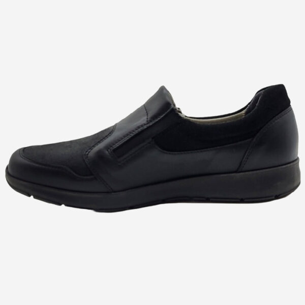 New Feet Shoe Zip WIDE dam svart bred sko