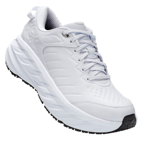 hoka bondi SR Dam vit white sko arbetssko dämpad promenad promenadsko