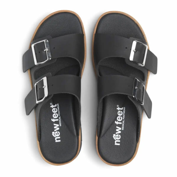 Köp New Feet slipper in svart black sandal ortopedisk sandal otroped sko skor toffel tofflor