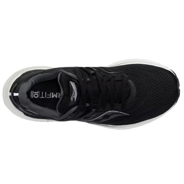 saucony triumph 20 löparsko dam svart vit black white noir blanc jogging sko ovandel ovansida