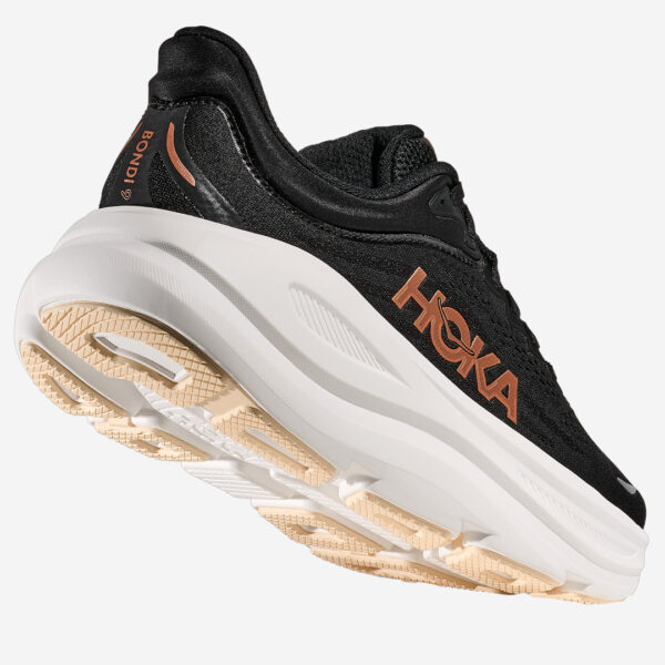 hoka bondi 9 dam svart vit beige löparsko