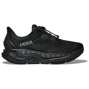 Svart HOKA Arahi SR WIDE gåsko sedd från yttersidan.