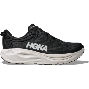 Svart och Vit HOKA Gaviota 6 WIDE löparsko för herr sedd från yttersidan.