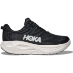 Svart och Vit HOKA Gaviota 6 WIDE l&ouml;parsko f&ouml;r dam sedd fr&aring;n yttersidan.