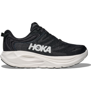 Svart och Vit HOKA Gaviota 6 WIDE löparsko för dam sedd från yttersidan.